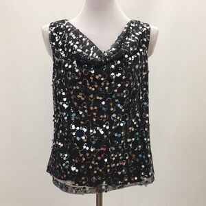 Preston & York Women's Top Small Gray Silver Sequins Sleeveless
